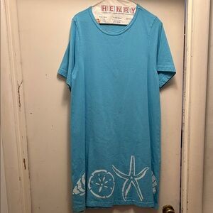 Blue Short Sleeve Dress with Starfish Design swim cover up